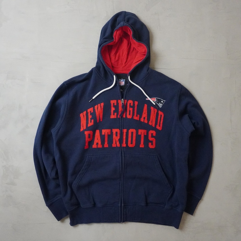 NFL New England Patriots Mens XL Full Zip Hoodie Navy Blue Red Fleece Sweatshirt